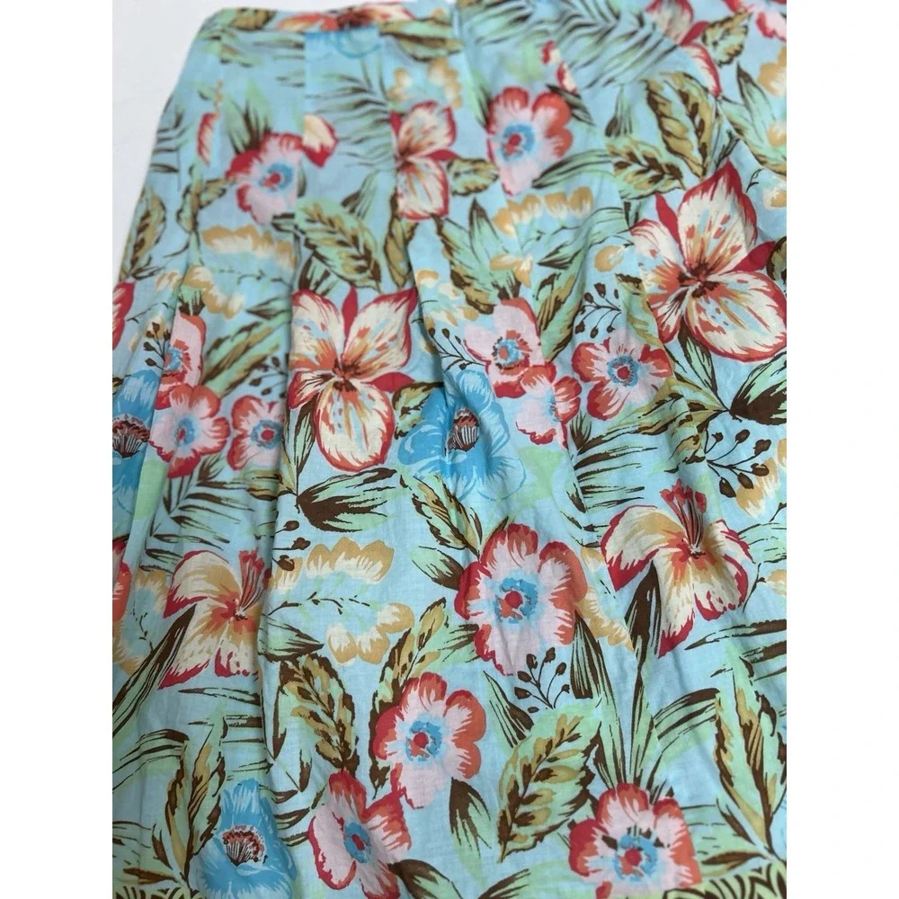 Vtg Harold's 100% Cotton Floral Pleated Knee Skirt Tropical Size 8 Aloha Summer - Picture 7 of 8